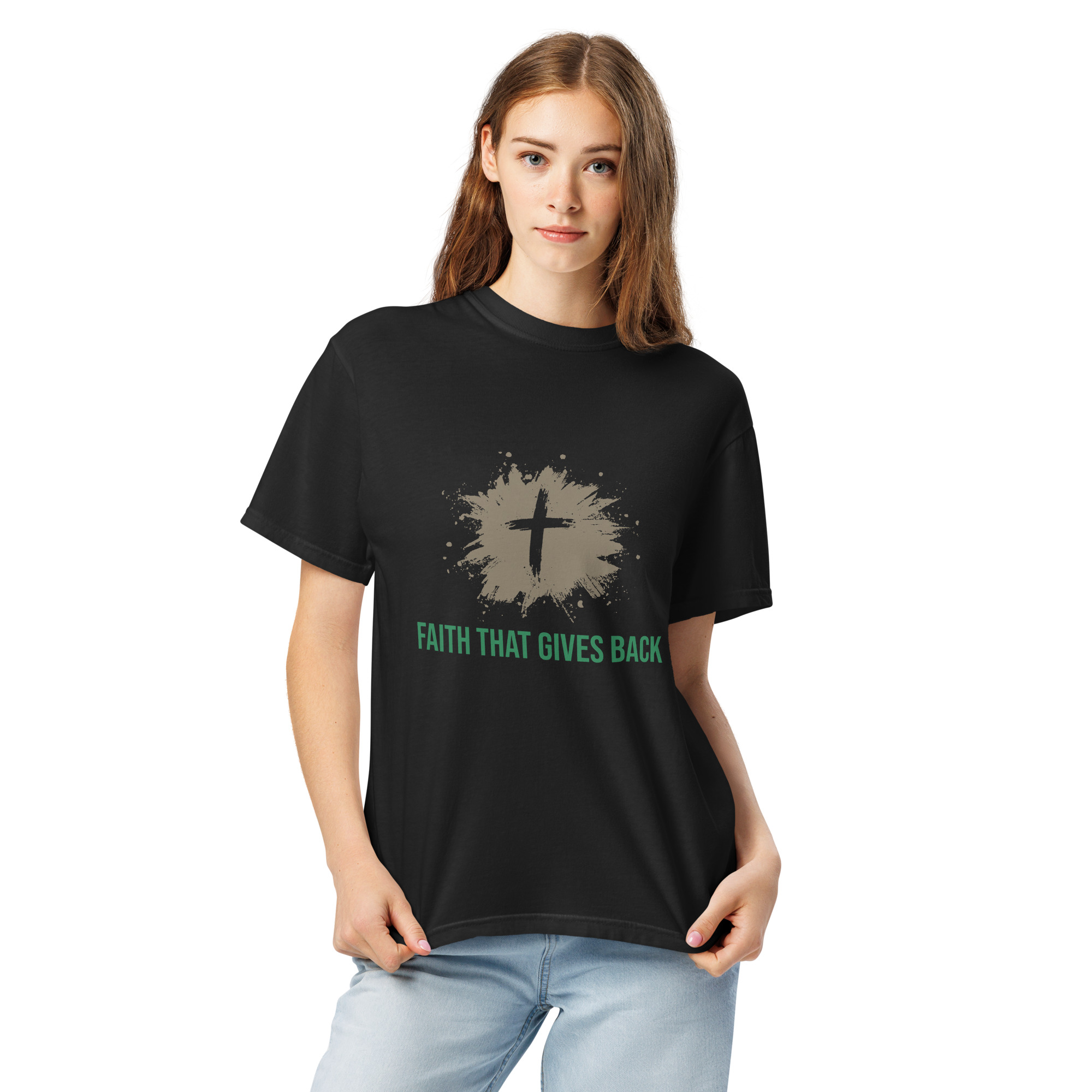 Unisex garment-dyed heavyweight t-shirt – Faith that gives back - Image 6