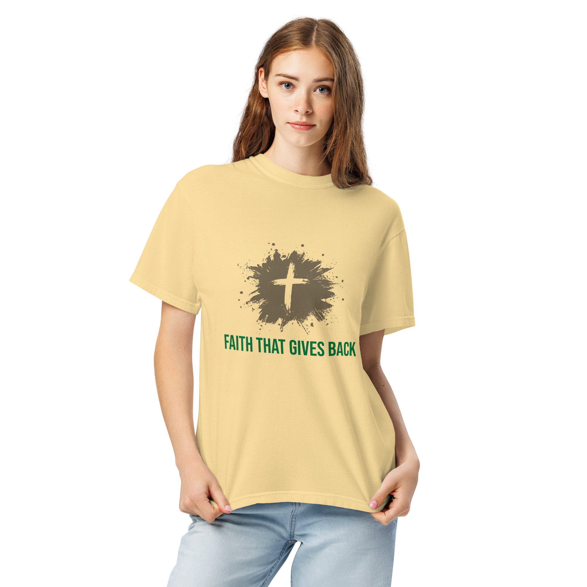 Unisex garment-dyed heavyweight t-shirt – Faith that gives back - Image 3