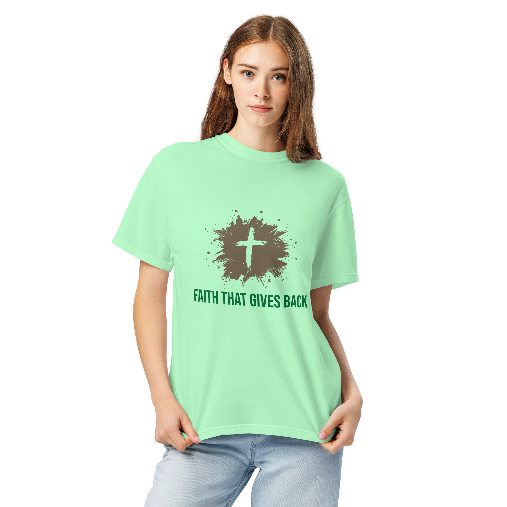 Unisex garment-dyed heavyweight t-shirt – Faith that gives back - Image 15